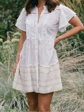AZURE Whitehaven cotton button down dress. Cottagecore, garden party, luxury.